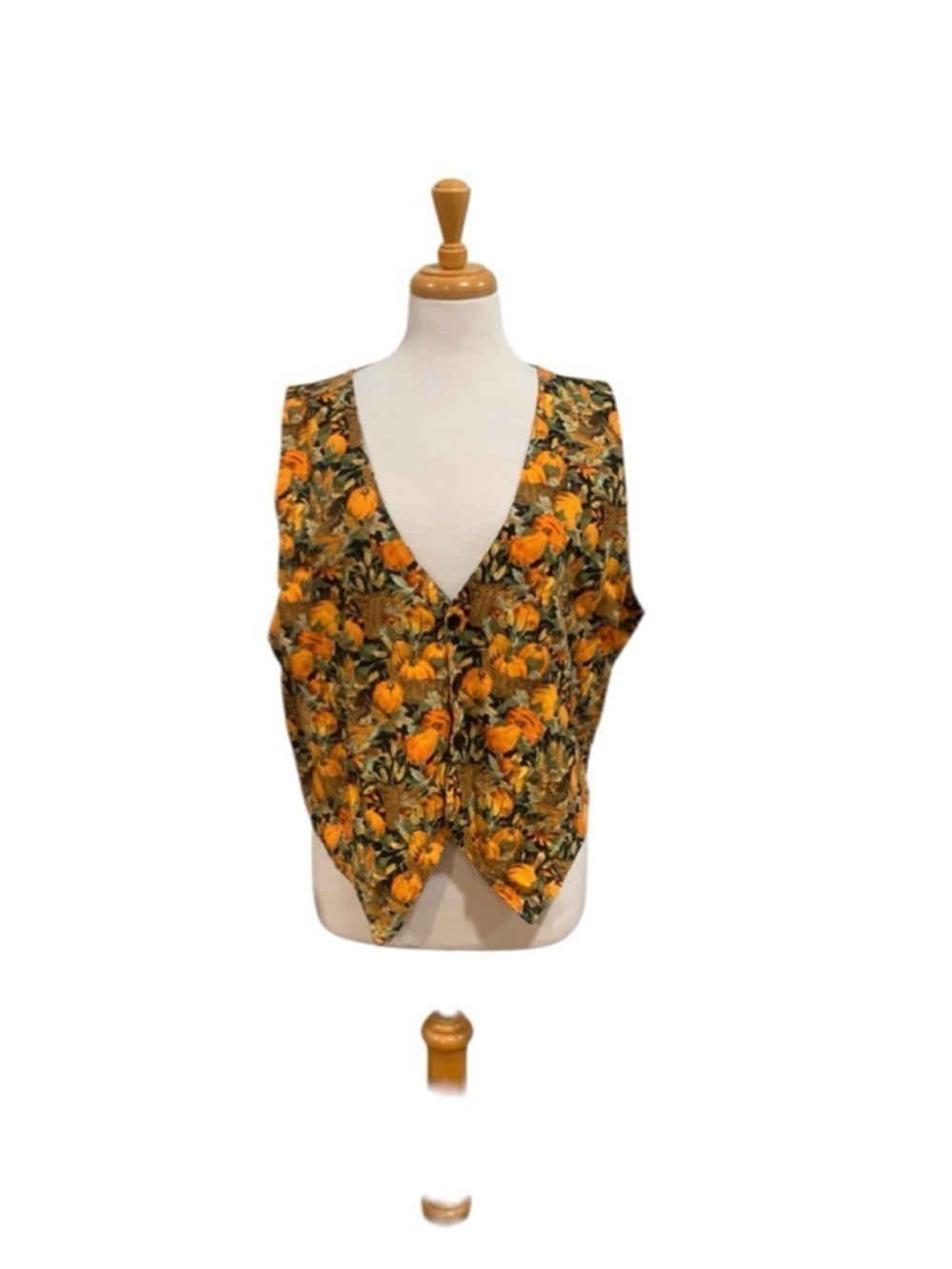 Vntg 90’s reversible Women's homemade Pumpkin Print/Halloween Vest L